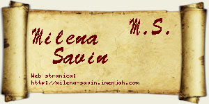Milena Savin vizit kartica